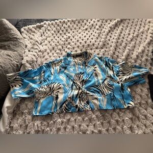 Zara Blue Zebra Print Crop Top